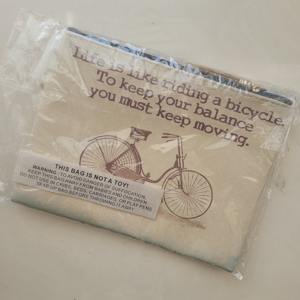 Boutique Small Creme Printed Zip Makeup Bag